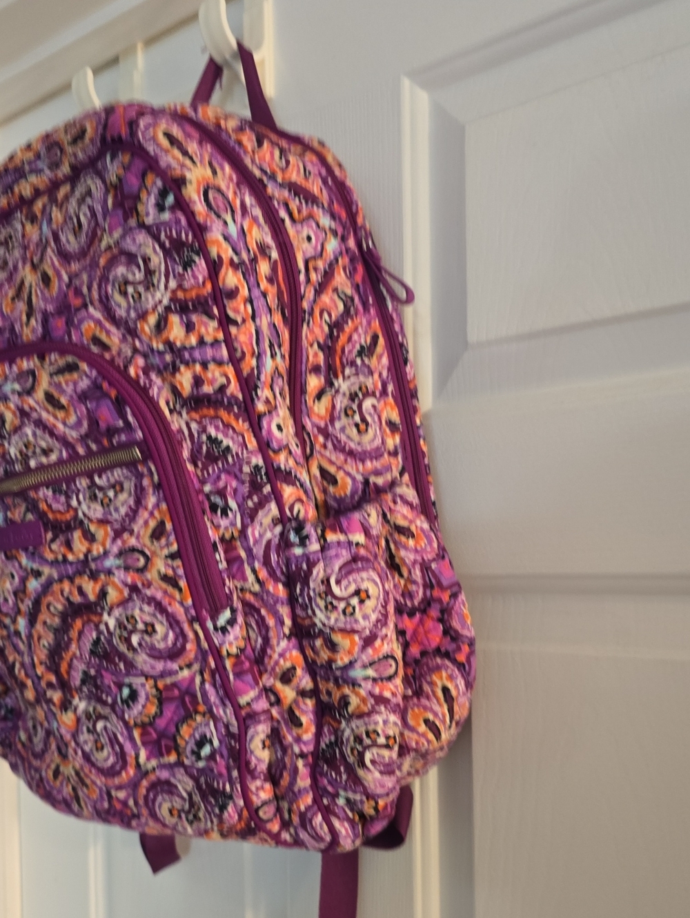Vera Bradley Purple Paisley Quilted Backpack - Picture 3 of 8